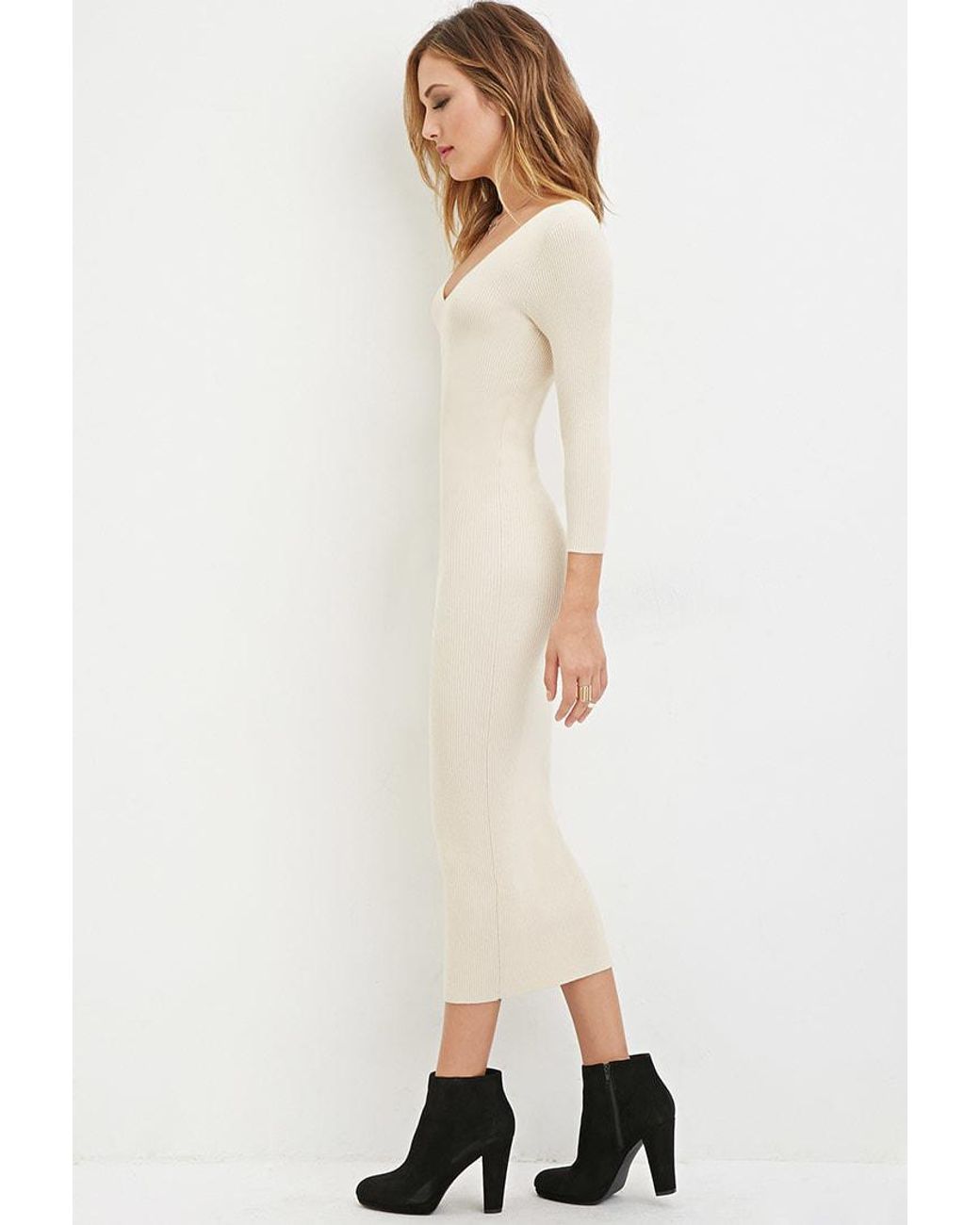 Forever 21 Ribbed Knit Midi Dress in 