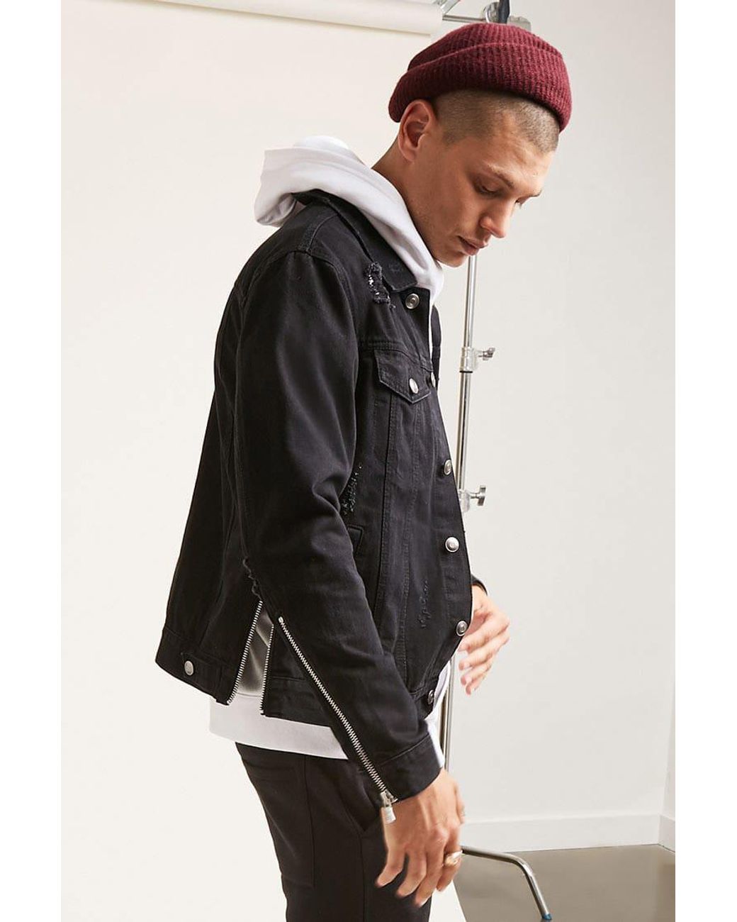 Forever 21 Zippered Denim Jacket in 