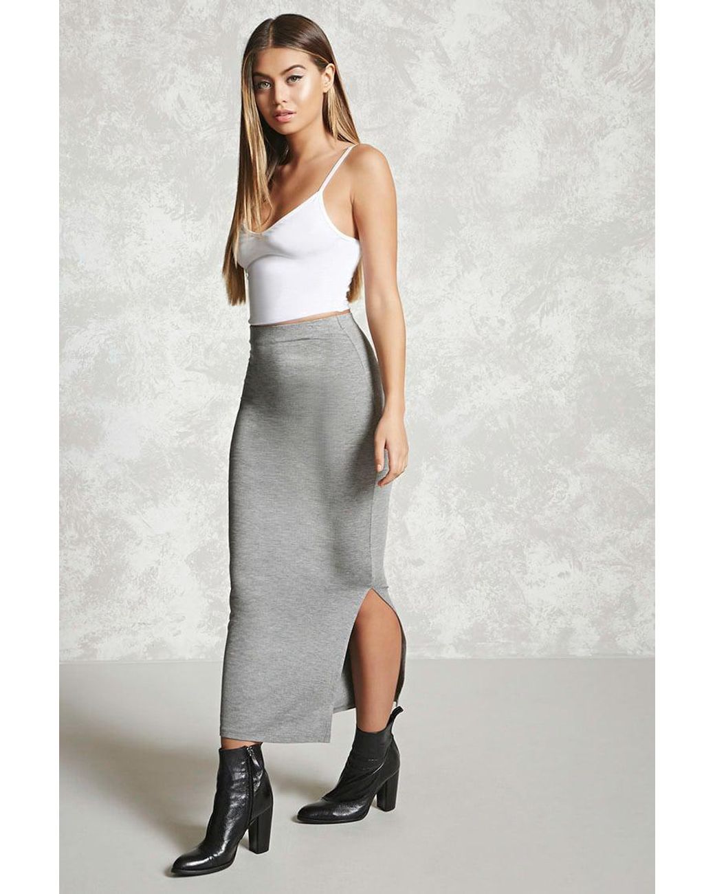 Synthetic Bodycon Slit Maxi Skirt 