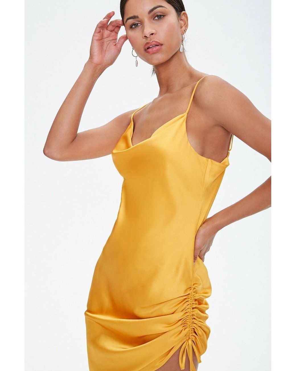 Forever 21 Ruched Satin Slip Dress in 