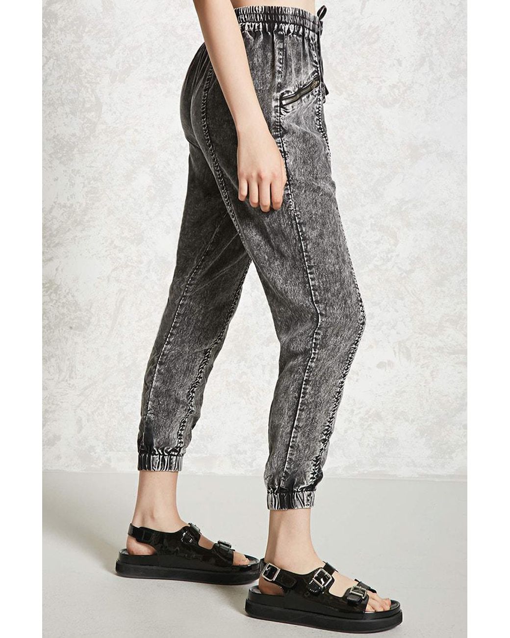 Forever 21 Acid Wash Joggers in Black 