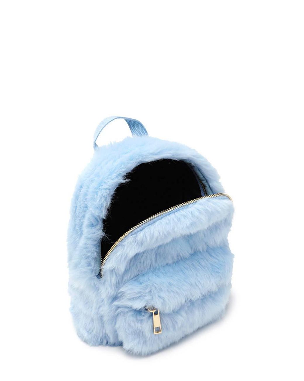 Faux Fur Mini Backpack in Light Blue 