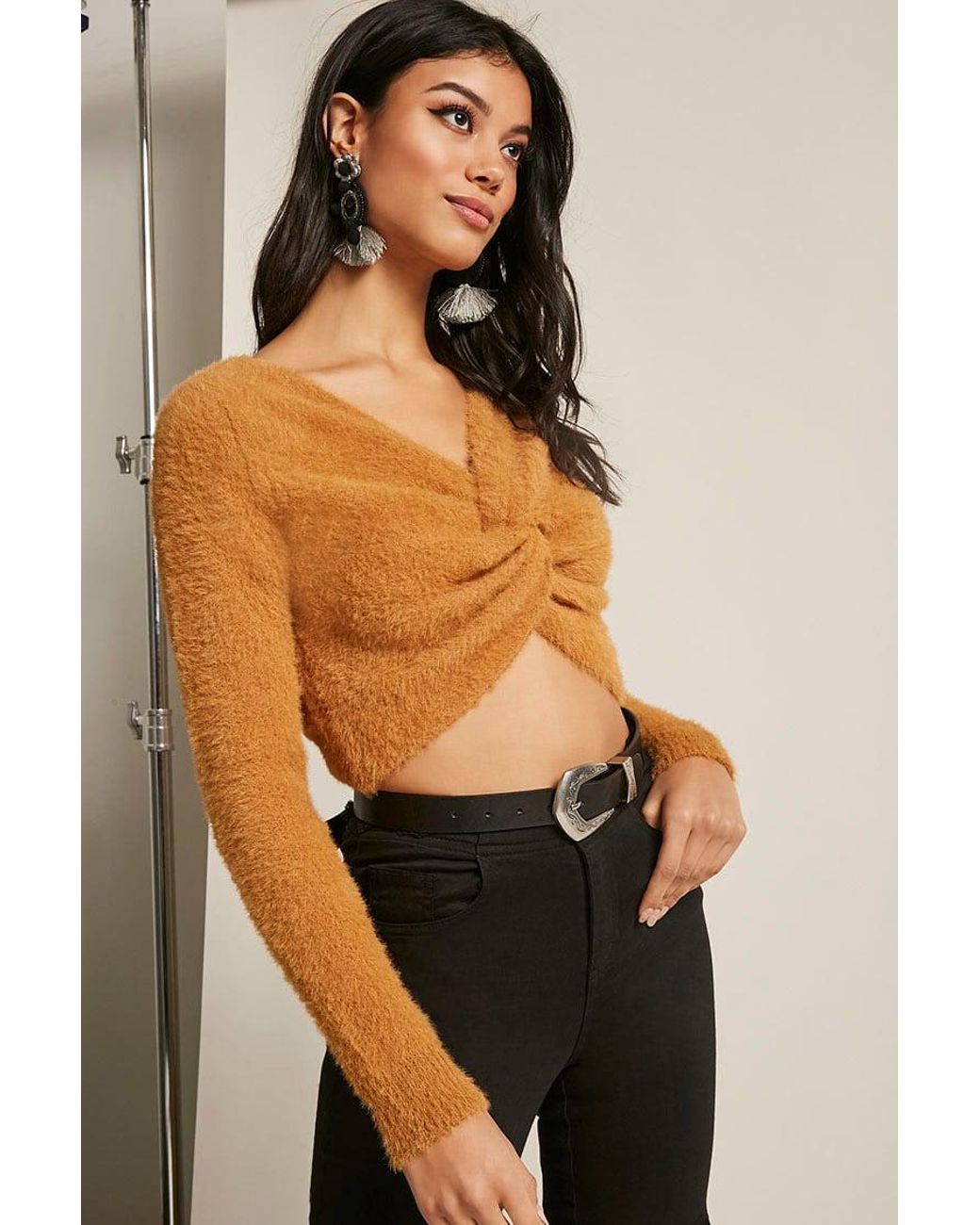 Forever 21 Synthetic Fuzzy Knit Twist 