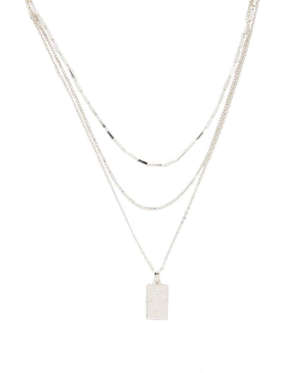Women S Metallic Geo Pendant Layered Necklace Silver