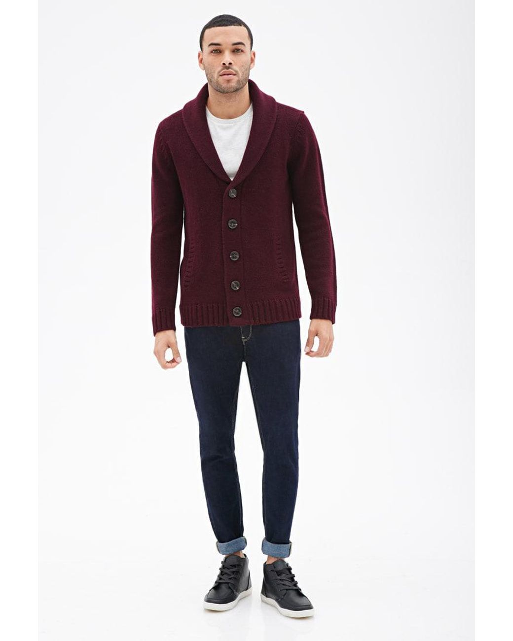 Synthetic Shawl Collar Cardigan 