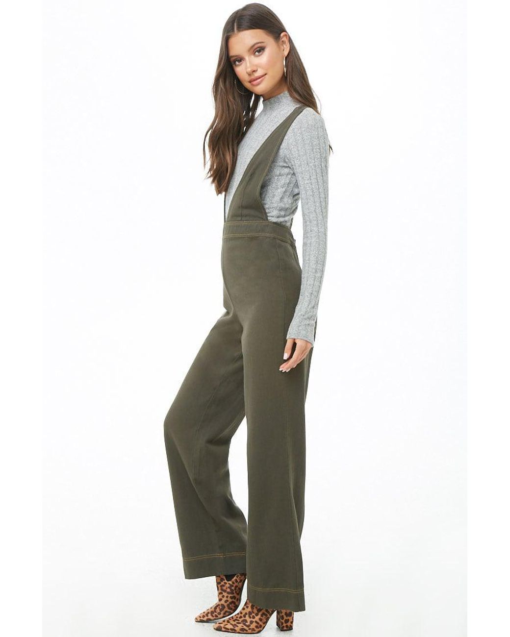 plunging pinafore jumpsuit