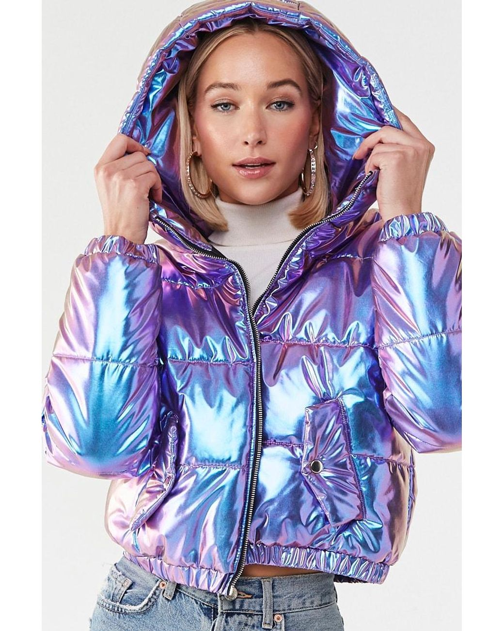 forever 21 metallic puffer jacket