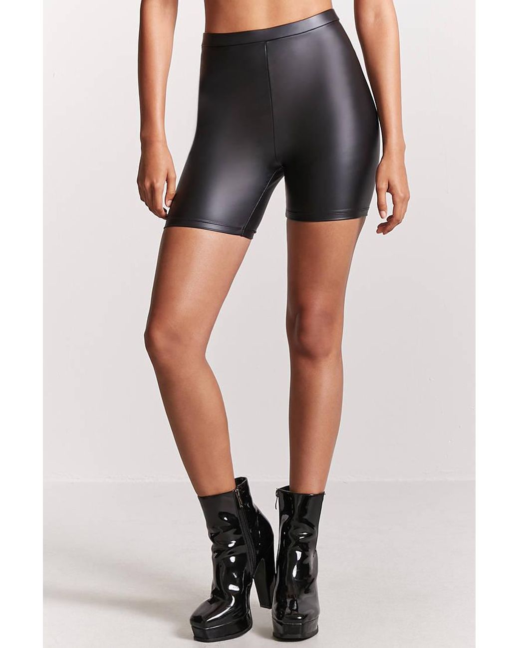 Forever 21 Faux Leather Bike Shorts in 