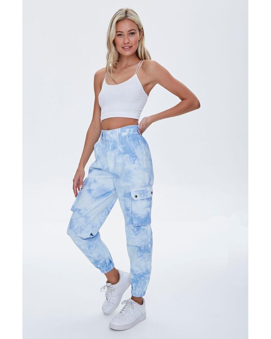 Cotton Women Tie-dye Cargo Pants 
