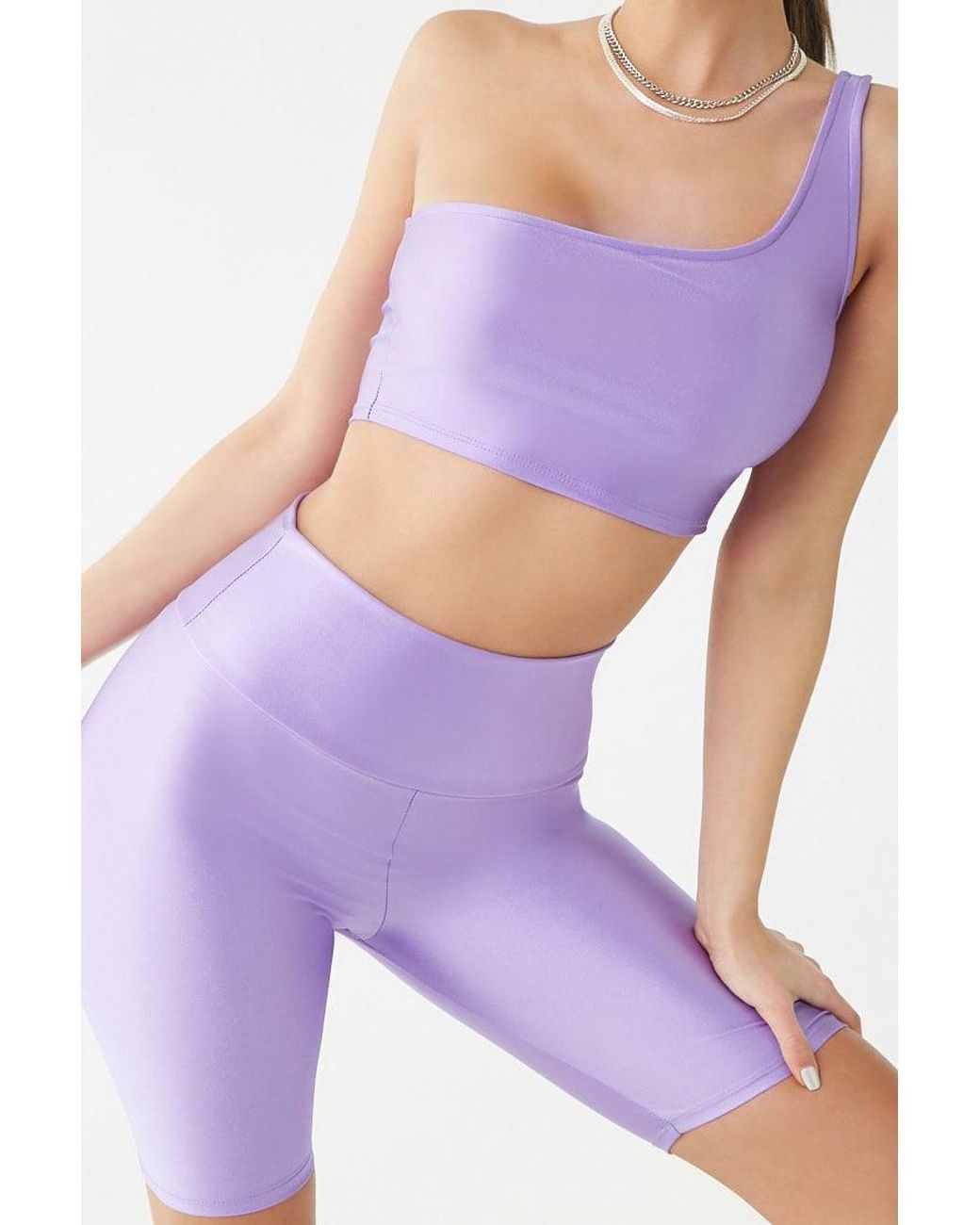 Synthetic Crop Top \u0026 Biker Shorts Set 