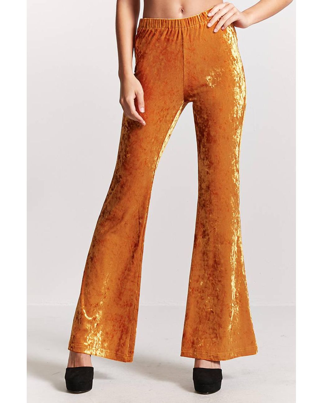 orange velvet pants