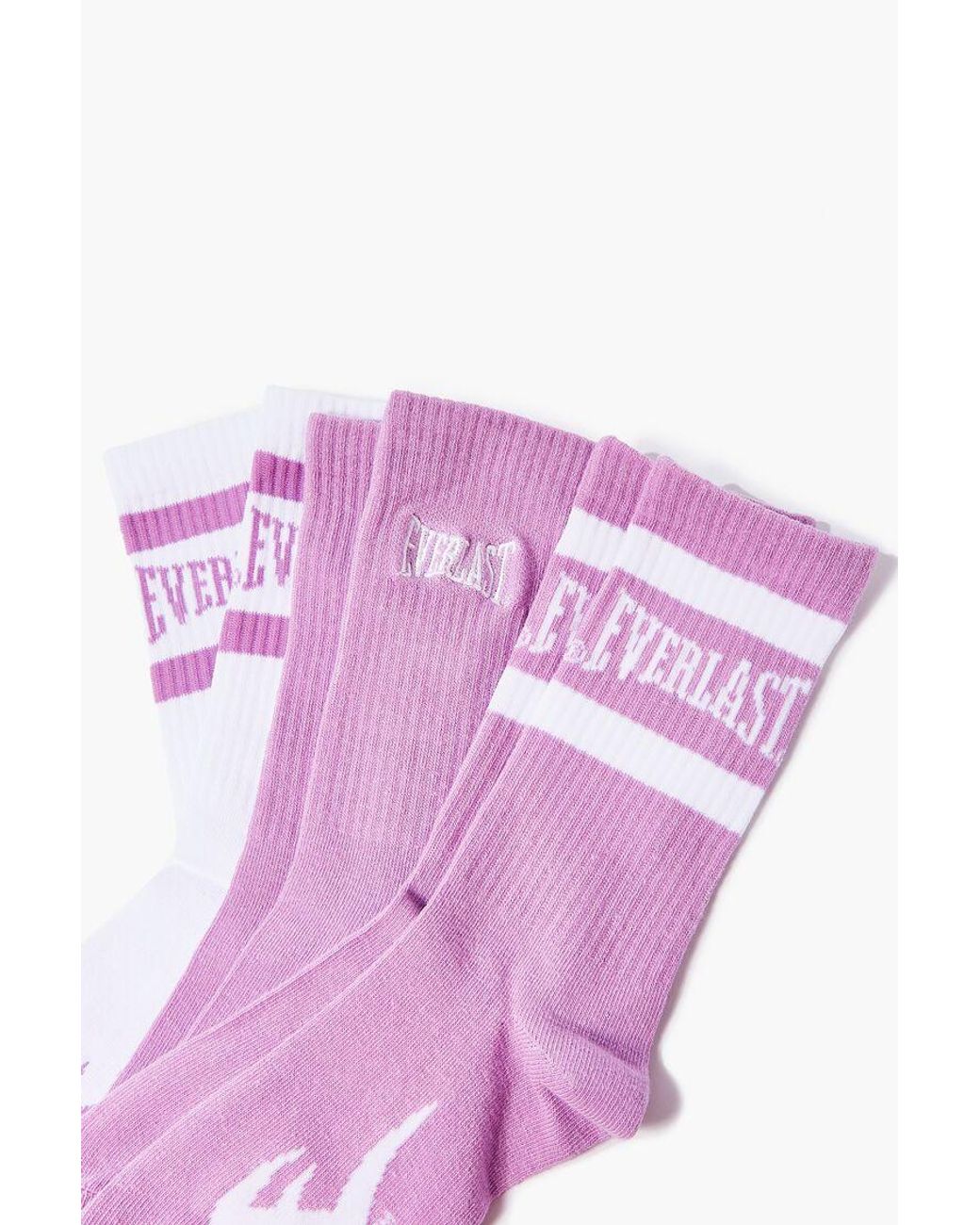 Forever 21 Cotton Women Everlast Crew Socks in Lilac,White (Purple) | Lyst