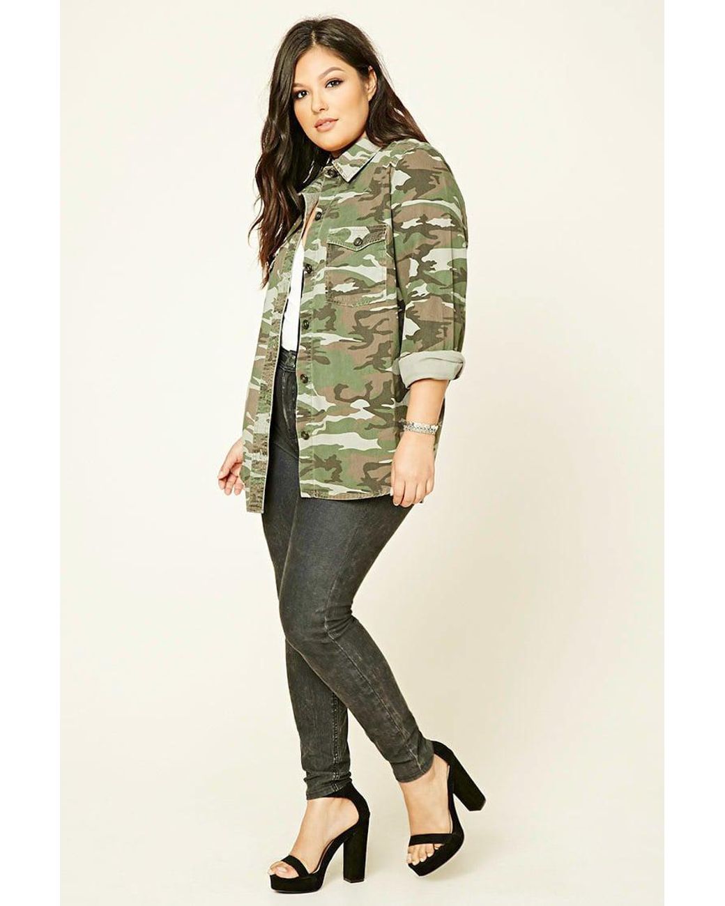 plus size camo jacket with hood