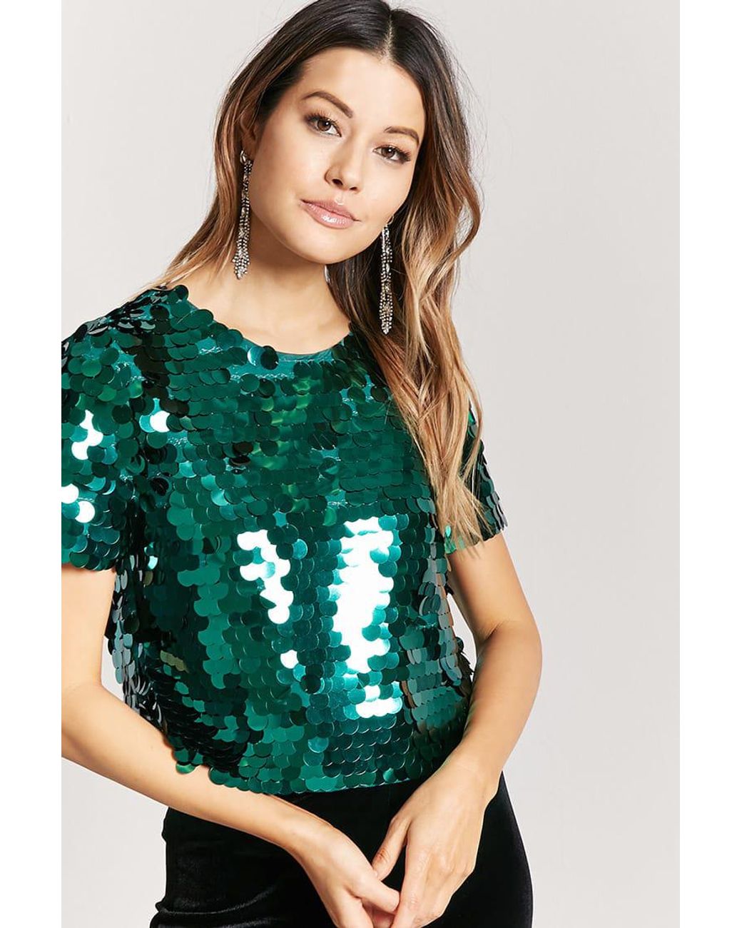 emerald sequin top