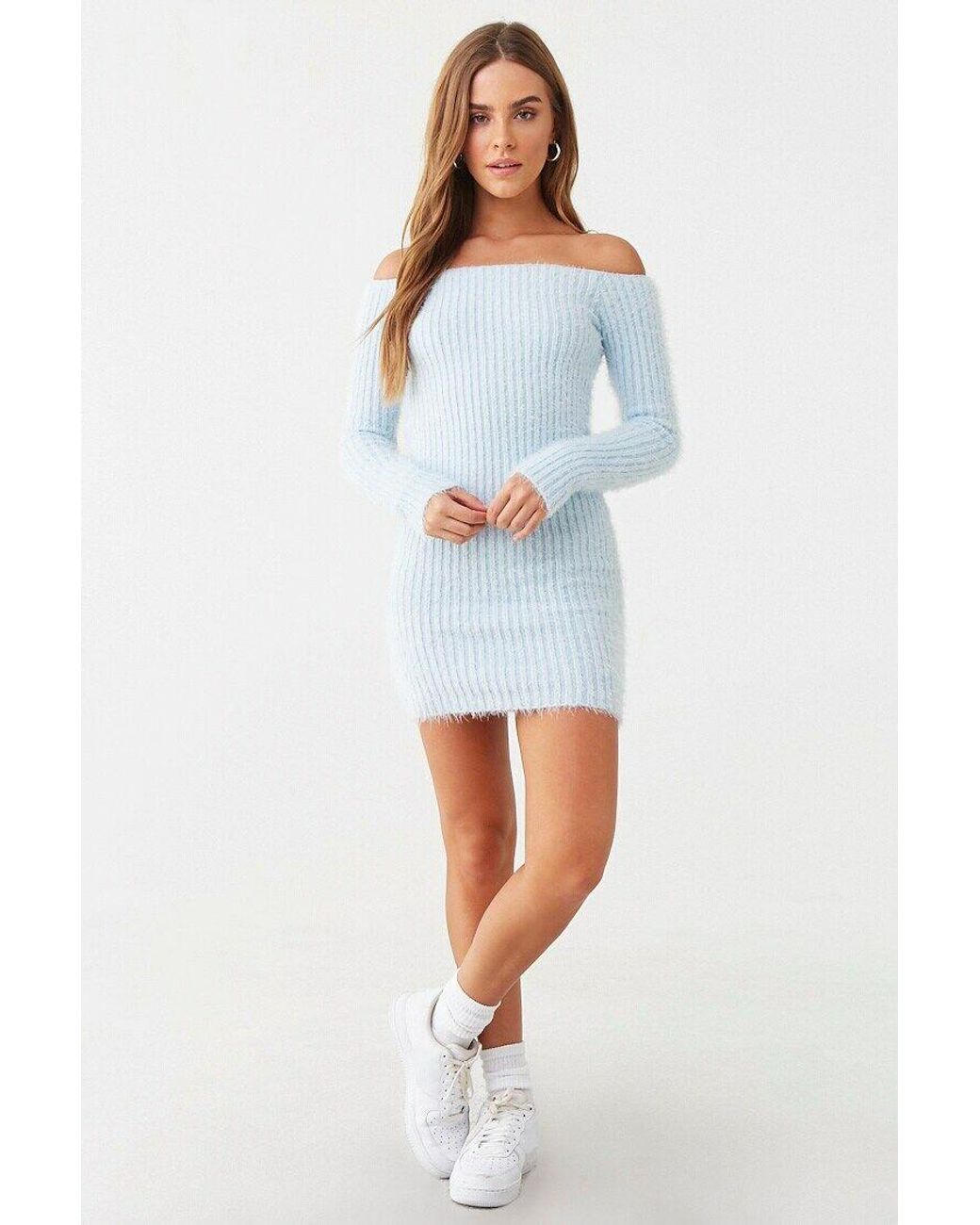 shoulder Dress in Baby Blue 