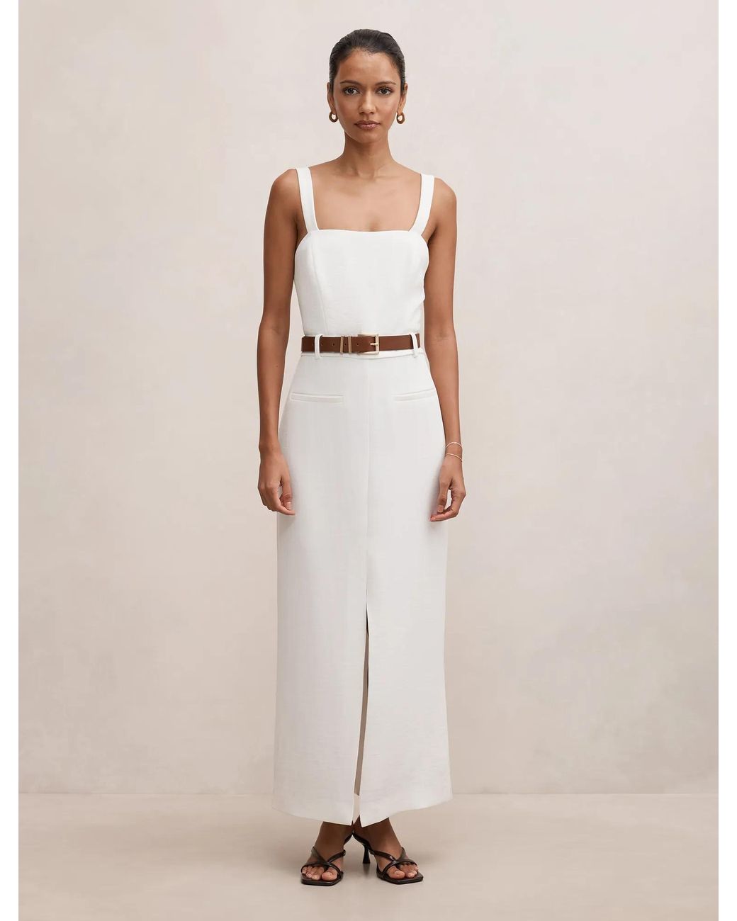 Forever New Natural Sara Petite Tailored Column Midi Dress