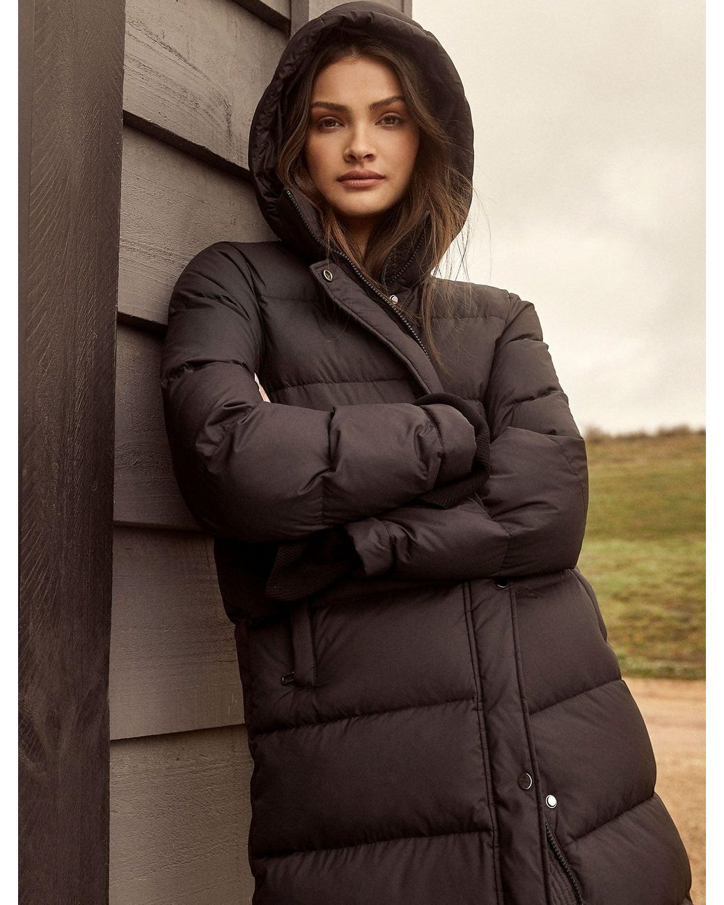 Forever New Natasha Long Puffa Jacket in Black | Lyst UK