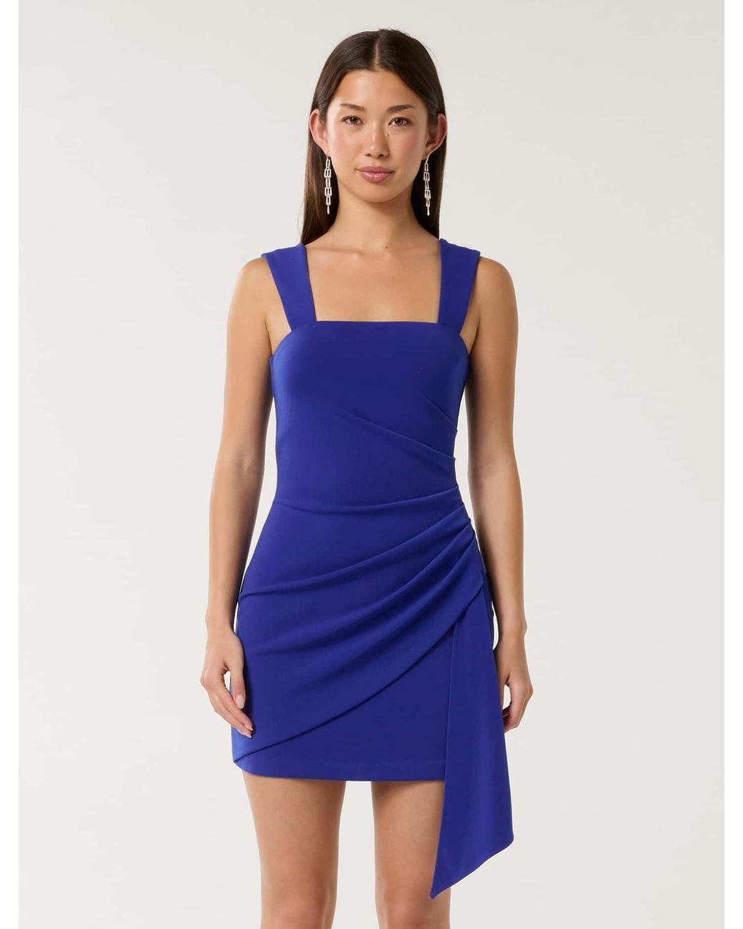 Forever New Blue Mae Ruched Mini Dress