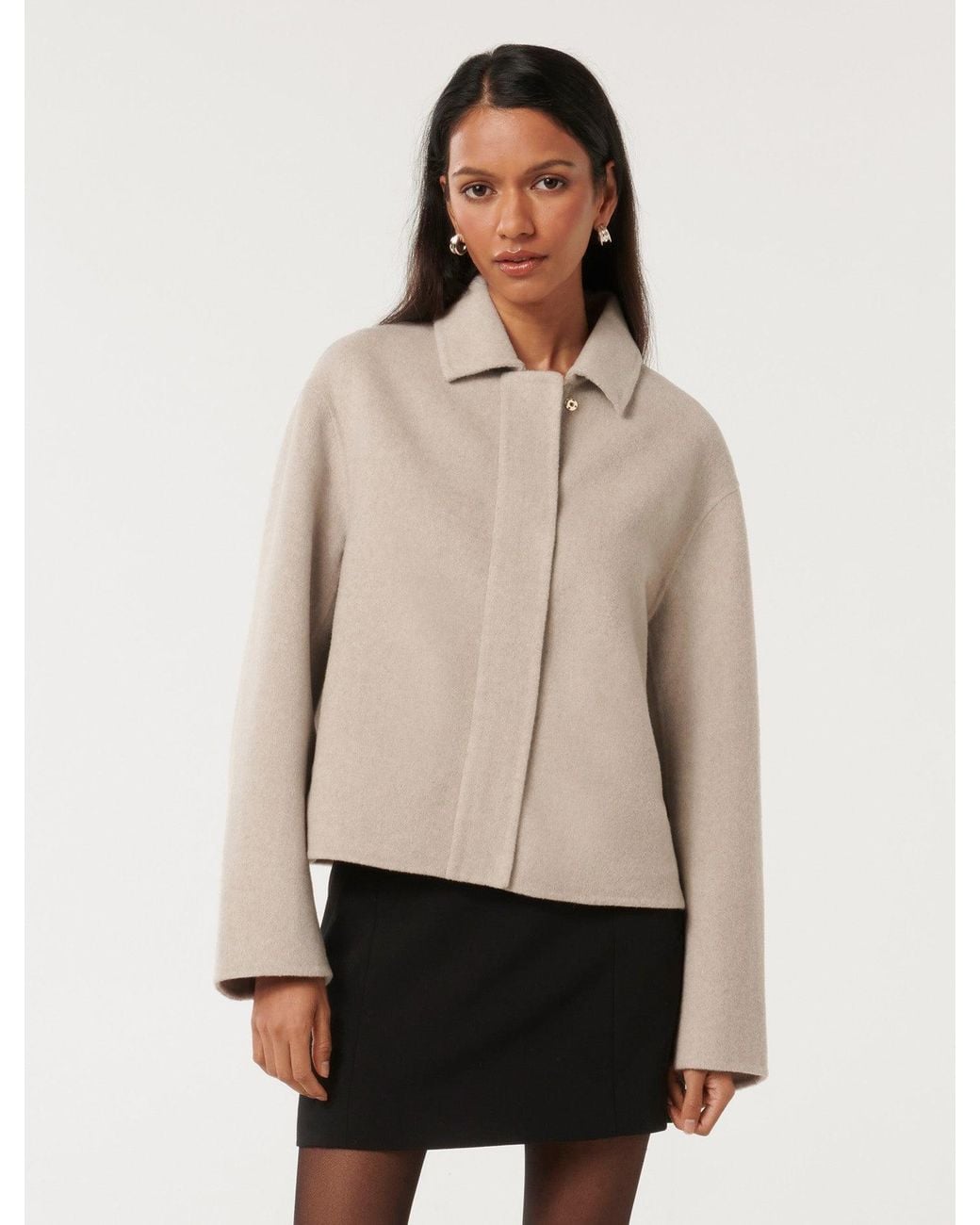 Forever New Natural Eden Petite Zip Front Felled Jacket