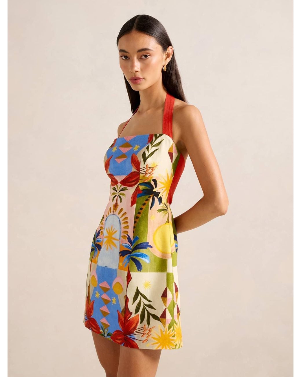 slim fit dress slacks Chloe Halter Fit-and-Flare Mini Dress – House of Fleur main image 0