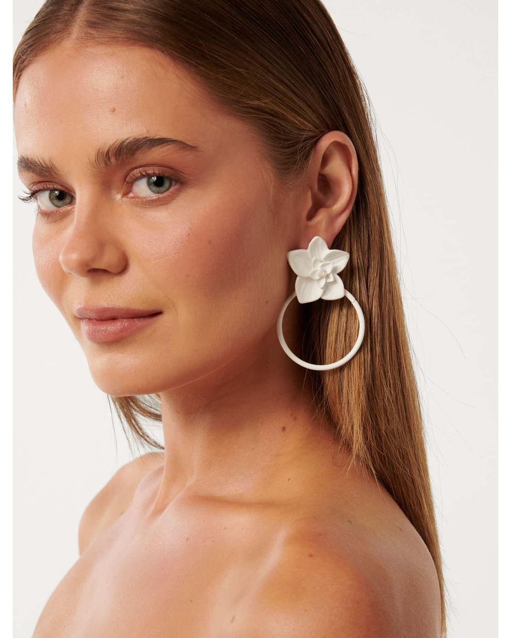 Forever New Brown Signature Frieda Flower Hoop Earrings