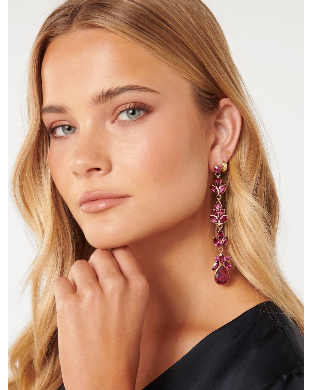Forever New Brown Signature Petal Stone Drop Earrings
