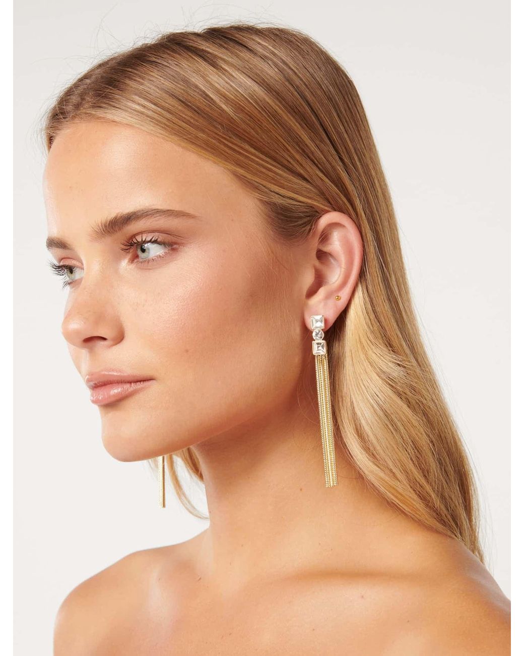 Forever New Brown Signature Laurie Tassel Stone Earrings