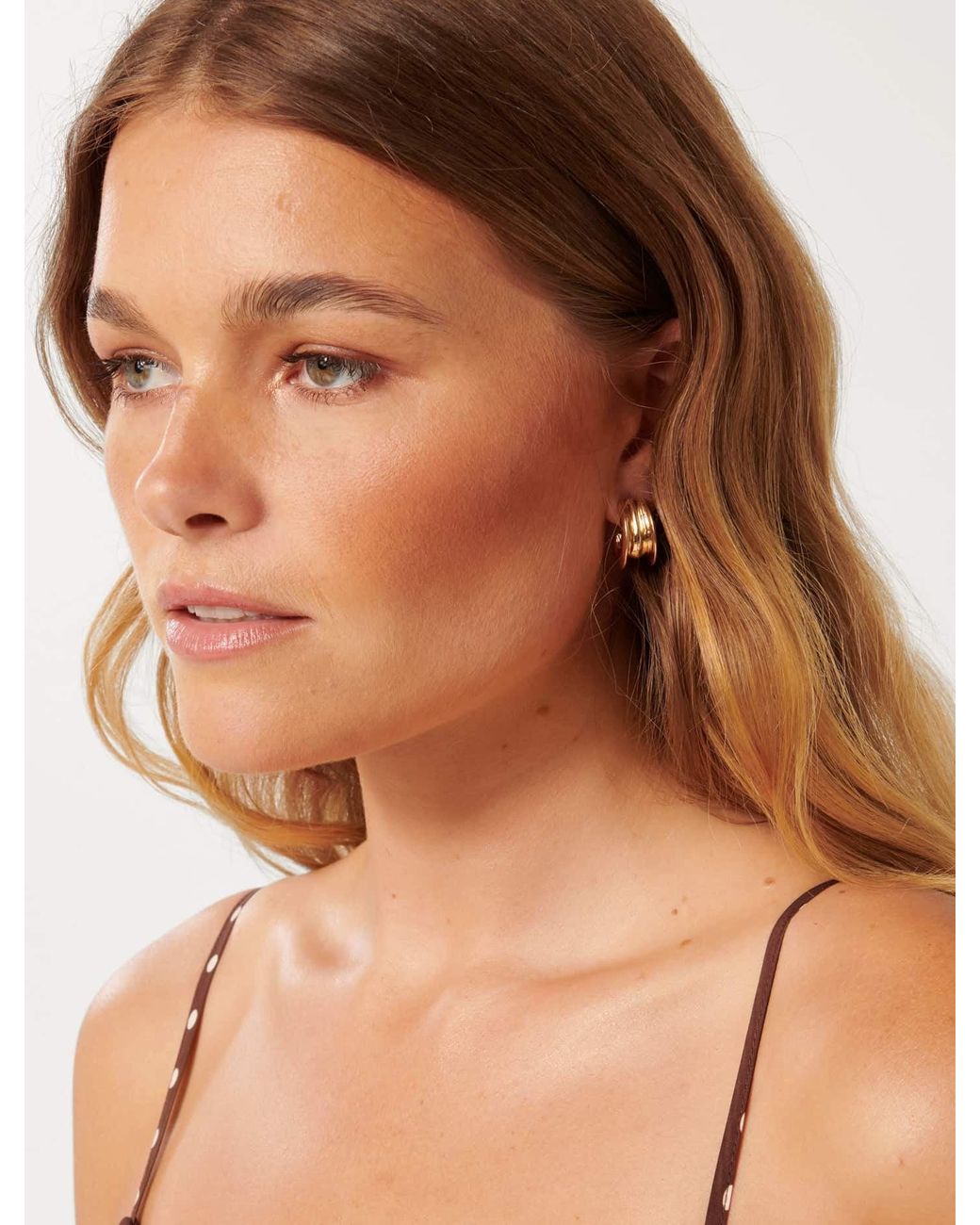 Forever New Brown Signature Holly Hoop Panel Earrings