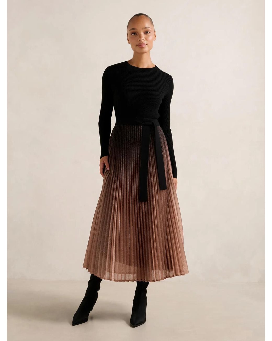Forever New Natural Celina Ombre Metallic Midi Dress