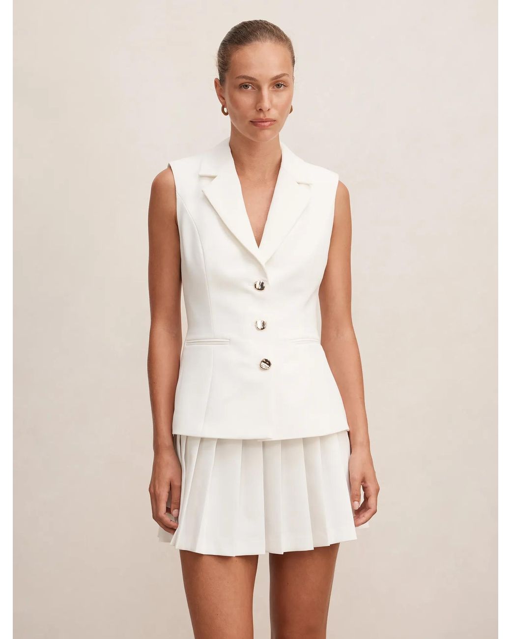 Forever New White Lucy Sleeveless Blazer Mini Dress
