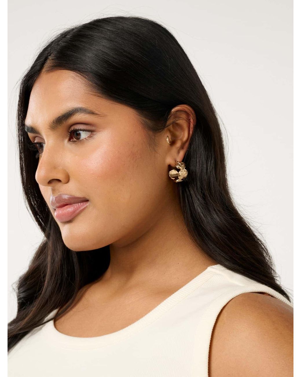 Forever New Black Signature Carley Small Disc Hoop Earrings