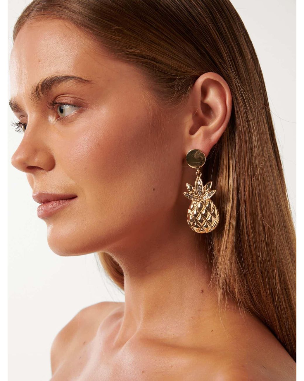 Forever New Brown Signature Raye Pineapple Earrings