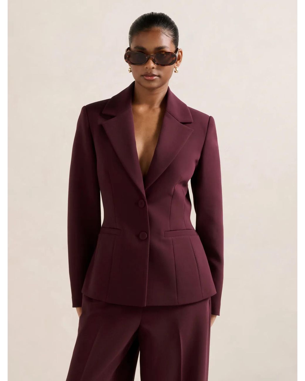 Forever New Purple Lee Petite Nipped Waist Blazer Jacket