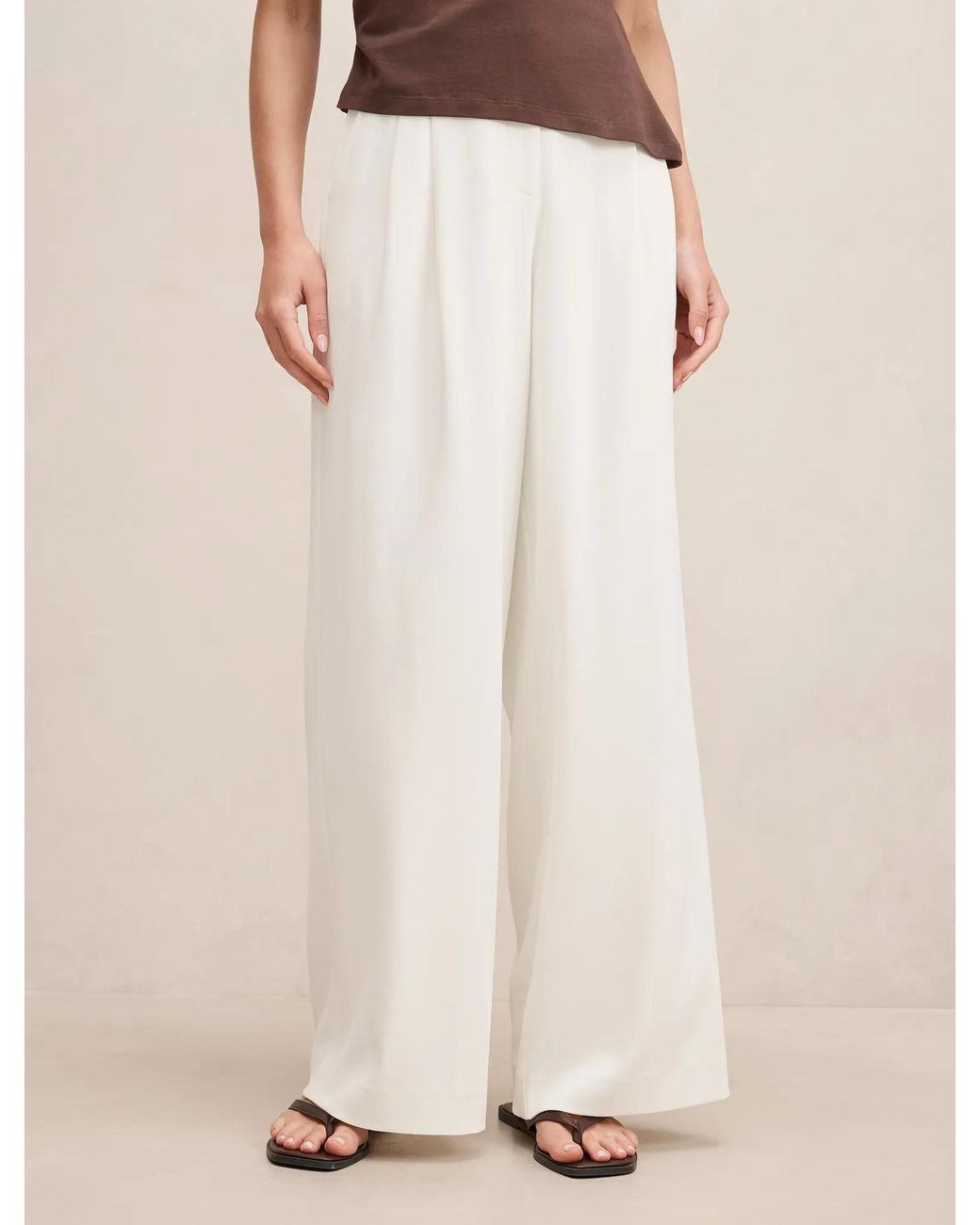 Forever New Natural Annabelle Pleated Palazzo Trousers