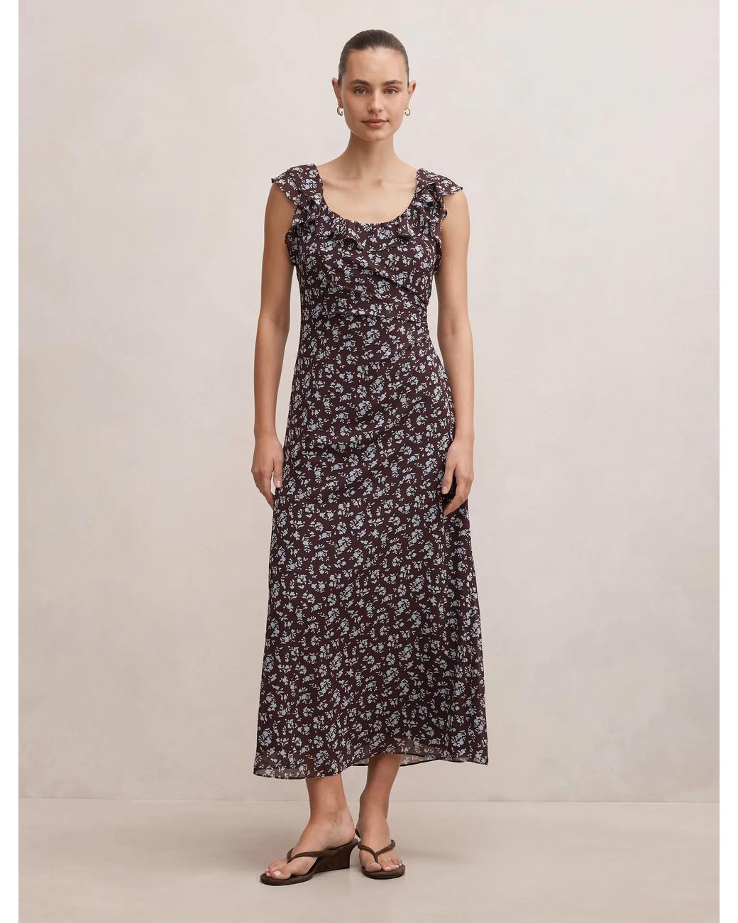Forever New Natural Paige Ruffle Midi Dress