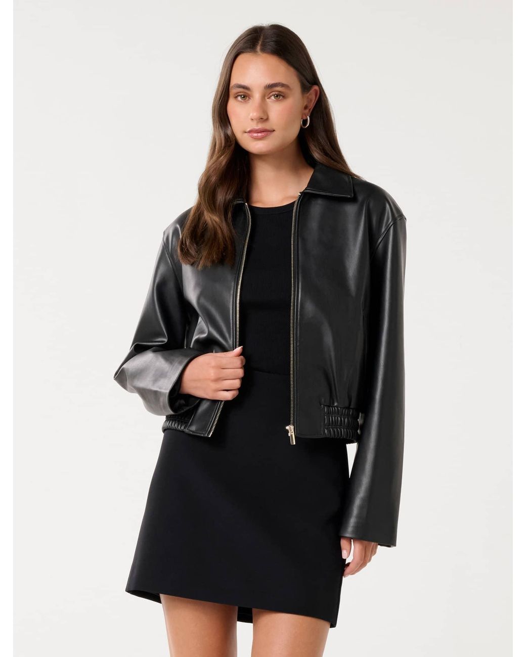 Forever New Natural Melinda Faux Leather Bomber
