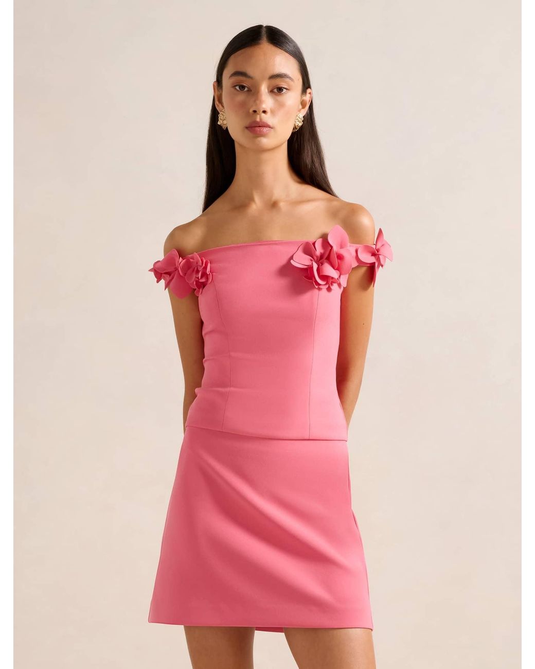 Forever New Pink Faye Applique Bardot Top