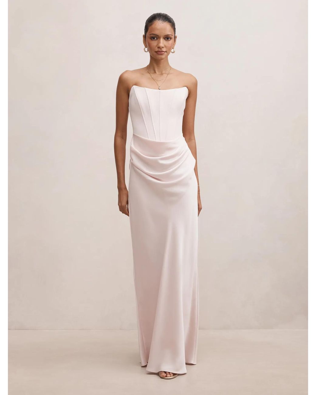 Forever New Natural Isra Petite Drape Strapless Maxi Dress