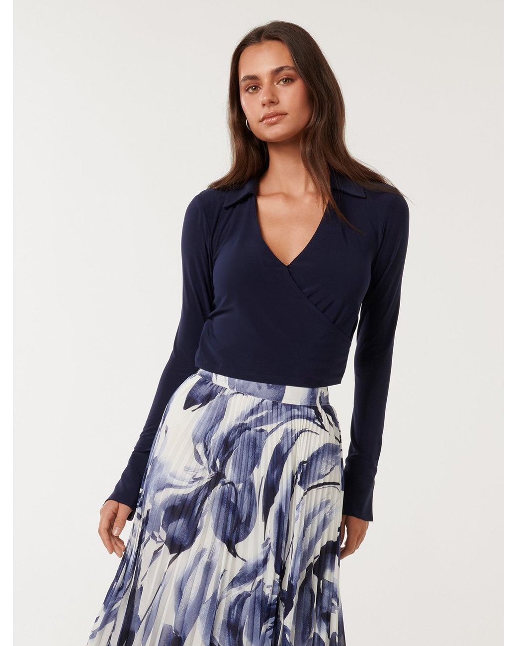Forever New Blue Matisse Wrap Top