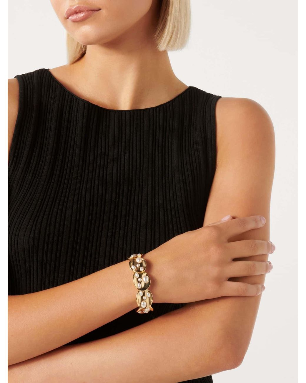 Forever New Black Signature Christina Texture Bracelet