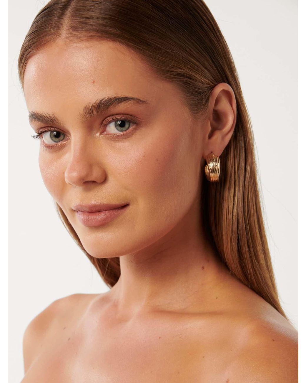 Forever New Brown Signature Kai Panel Hoop Earrings