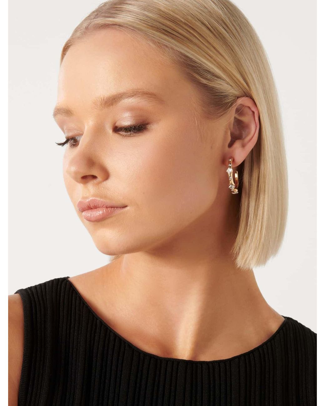 Forever New Black Signature Gracie Glass Stone Hoop Earrings