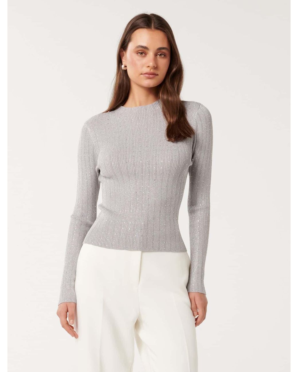 Forever New White Steph Embellished Knit Top