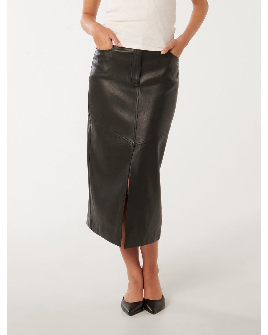 Forever New Elodie Vegan Leather Midaxi Skirt in Black Lyst UK