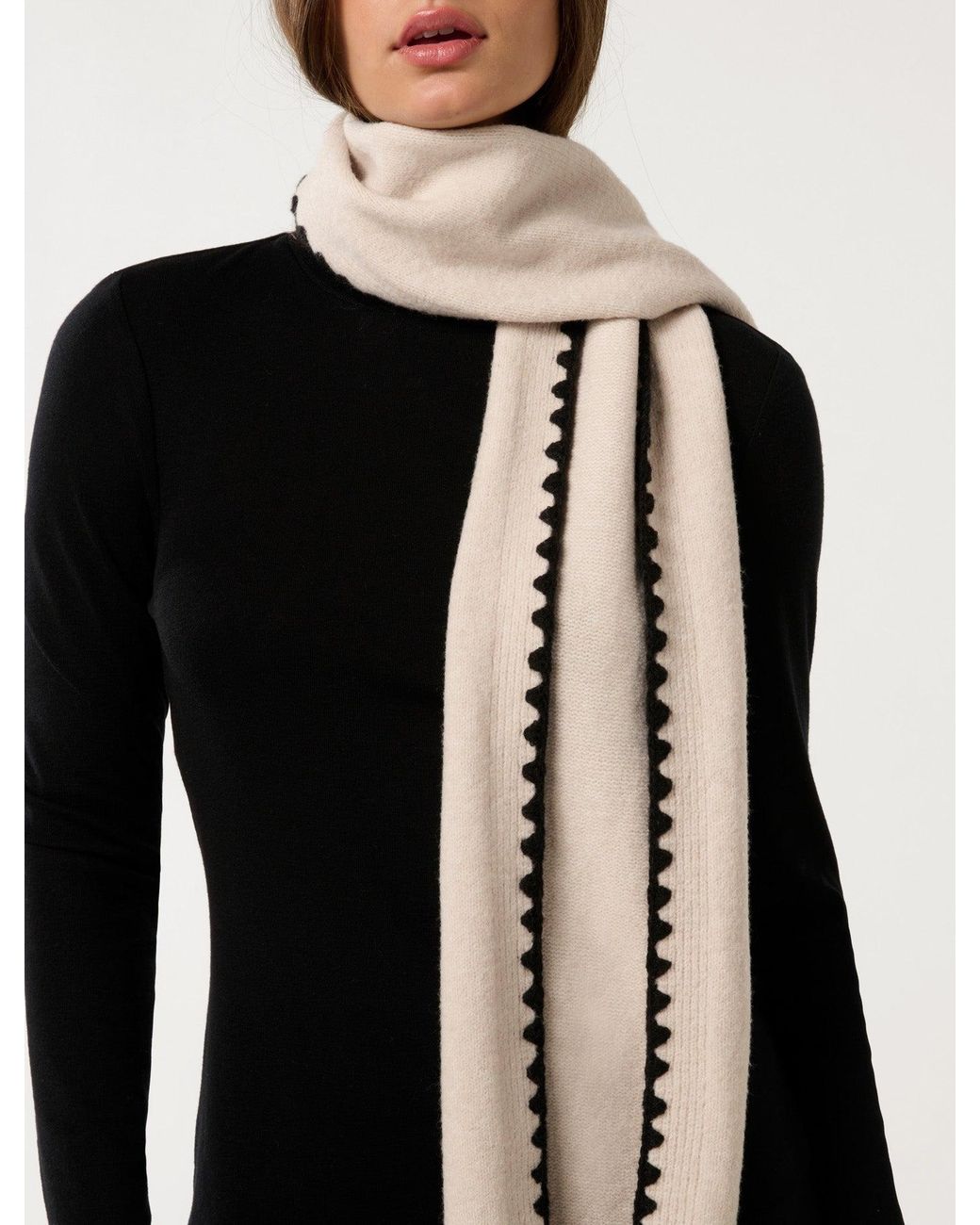 Forever New Black Tatum Stitch-Detail Scarf
