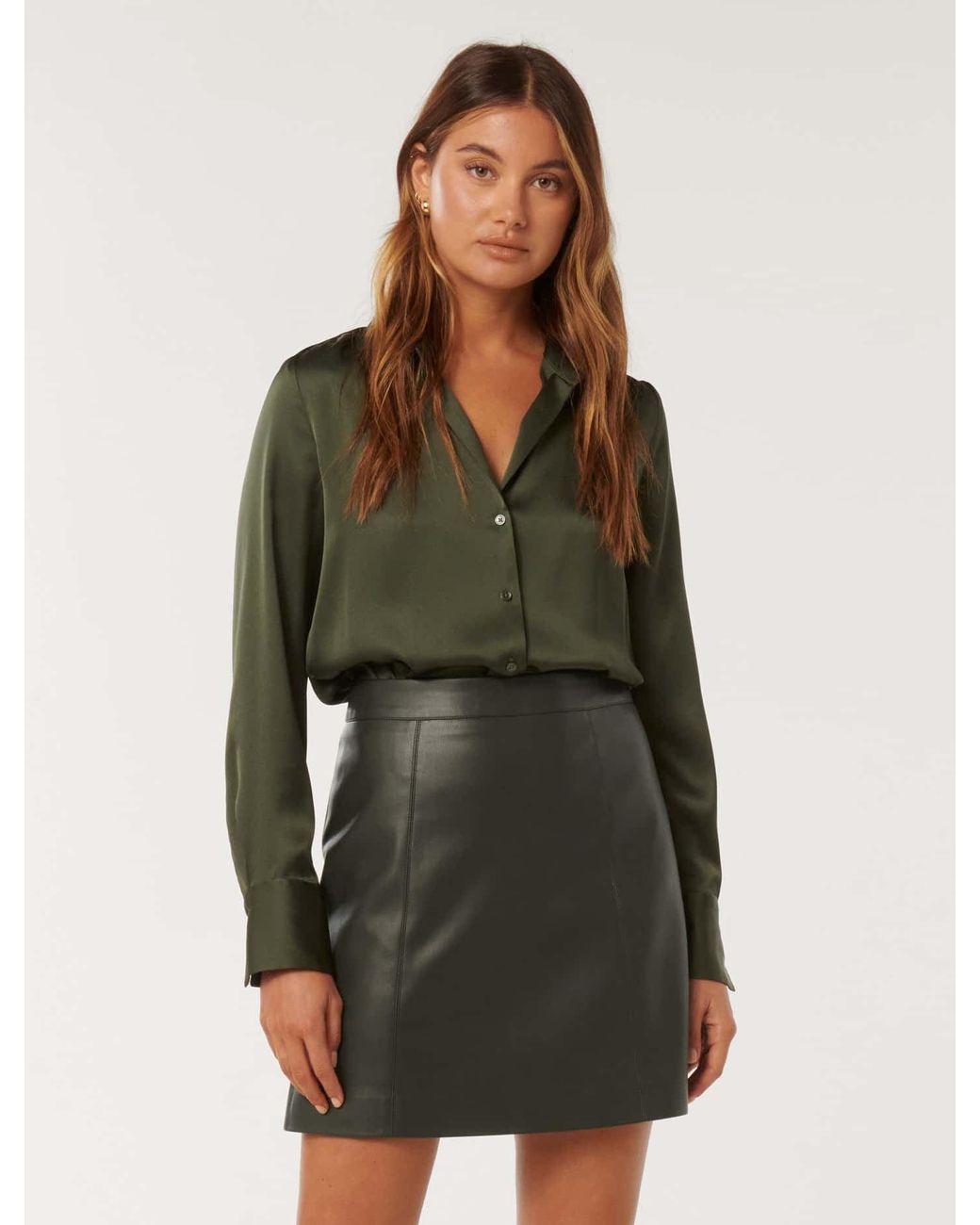 Forever New Eleni Vegan Leather Mini Skirt in Green Lyst UK