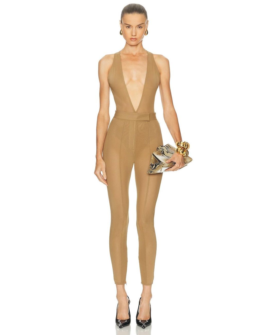 Alex Perry Natural Halter Bodysuit