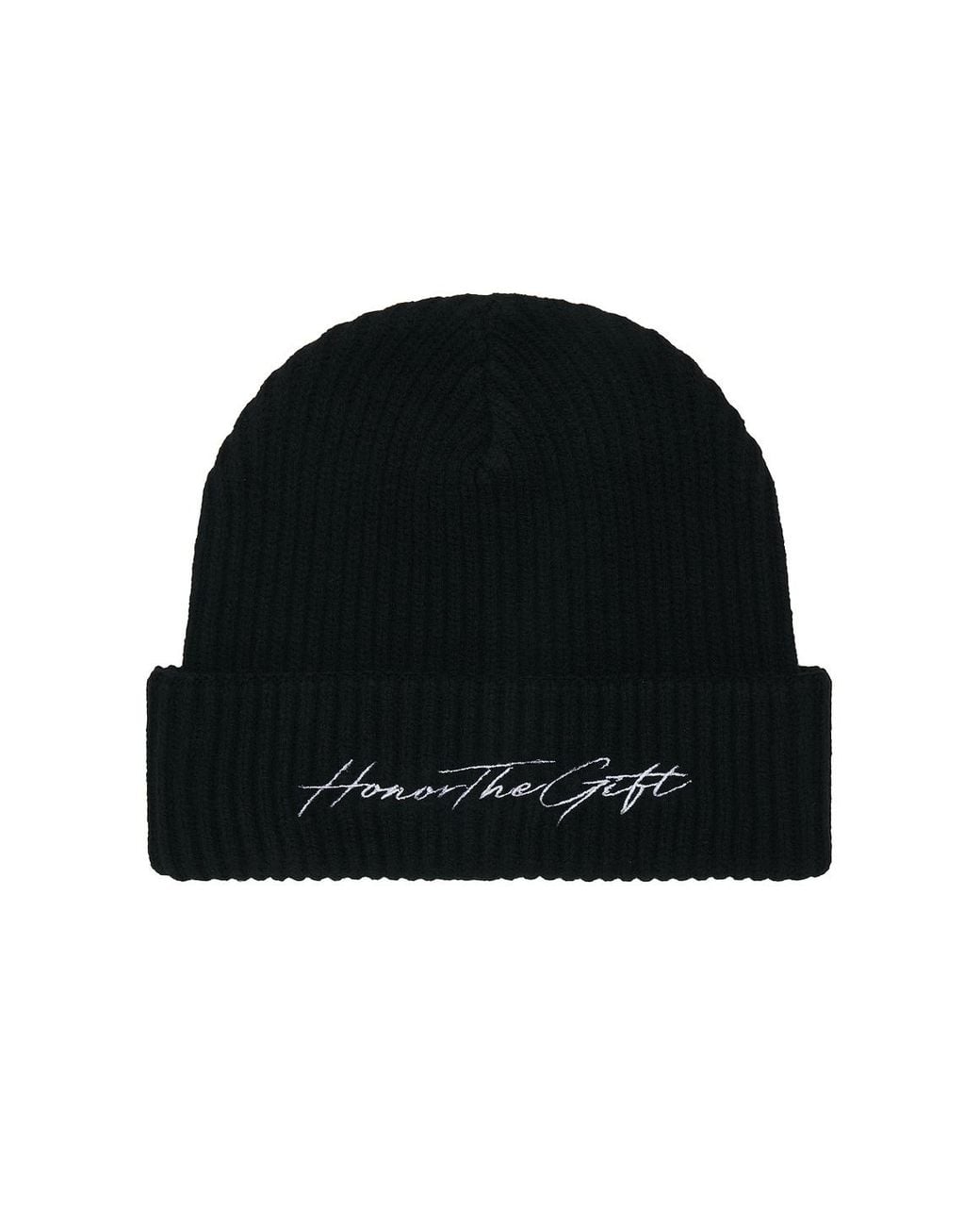 Honor The Gift Black Script Beanie for men