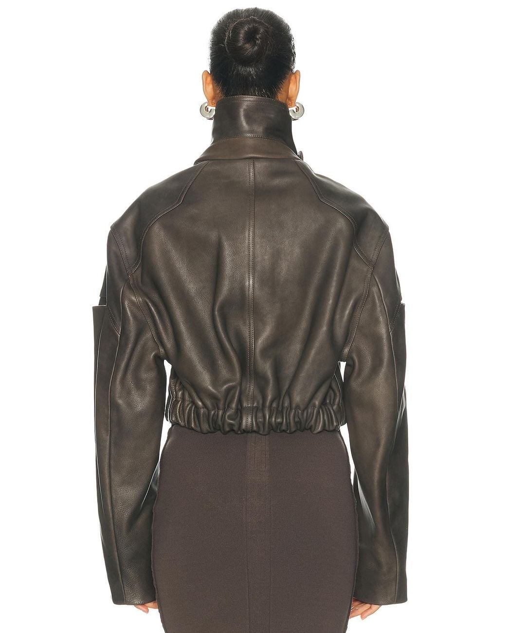 Rick Owens Brown Collared Mac Bomber Jacket