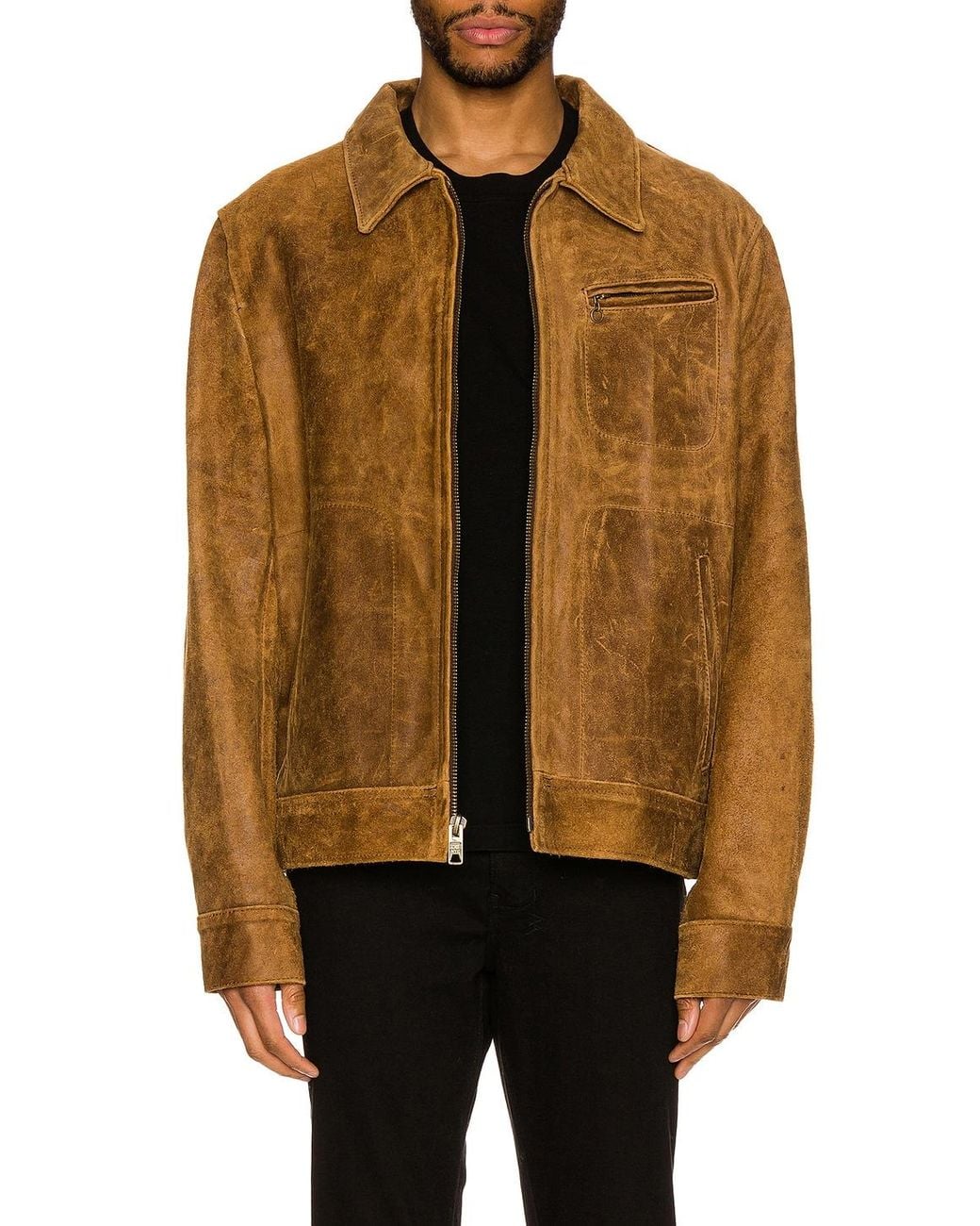 Schott Nyc Brown Duke Unlined Rough Suede Jacket for men